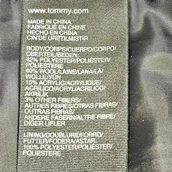 Tommy Hilfiger Navy Blue Grey Wool Blend Houndstooth Lined Skirt Size 12 - Picture 9 of 9